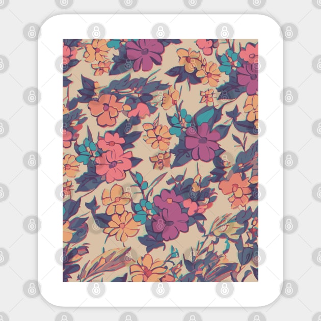 Floral Pattern 90' lofi: Lofi Floral Delight Sticker by FLRW